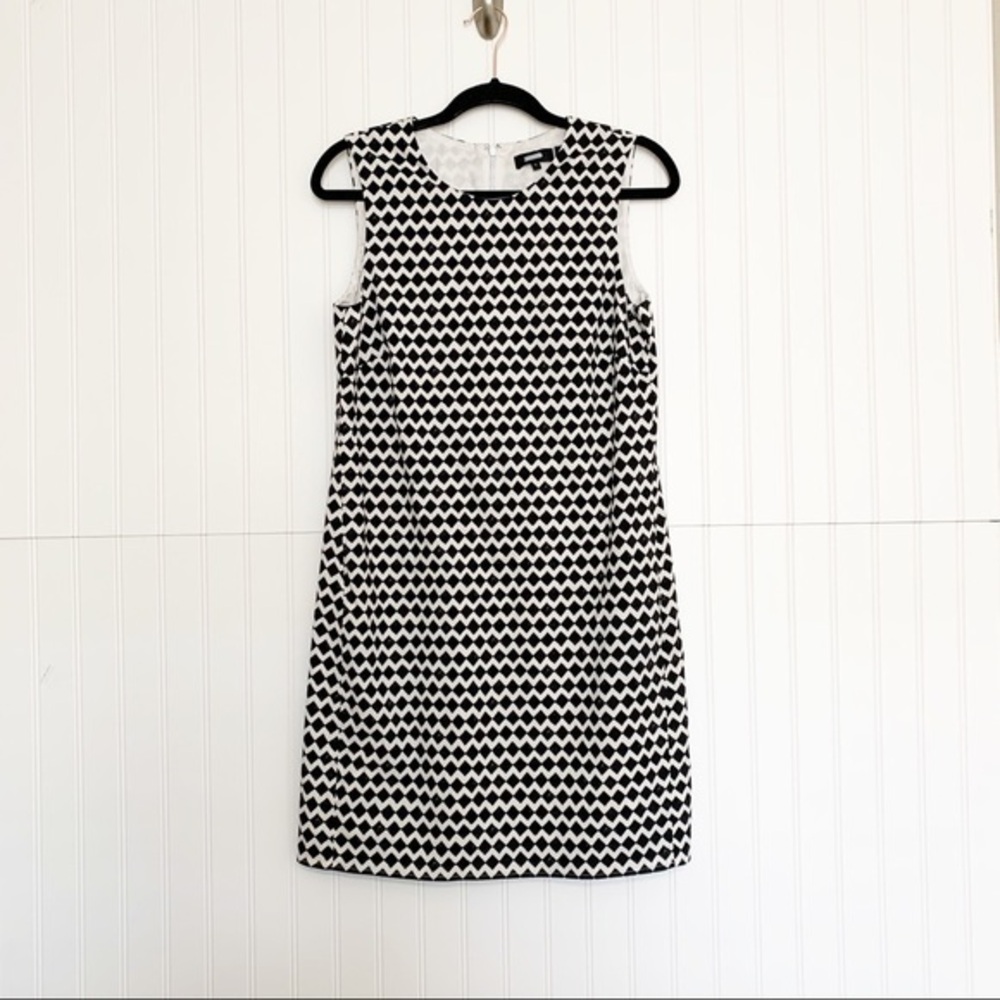 Theory Black White Diamond Chevron Print Dress